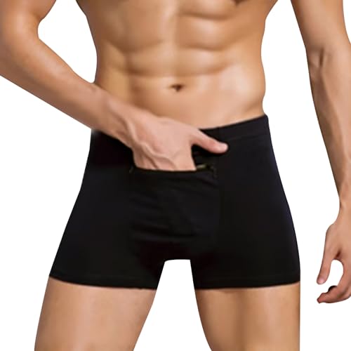 Ajkvoice Stash Pocket Unterwäsche für Männer, Herren Boxer Slips mit Einer geheimen Tasche. Klein(Schwarz) von Ajkvoice