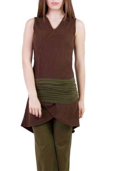 Ajna Kleid Silfo braun mit olive grünem Gürtel SET von Ajna