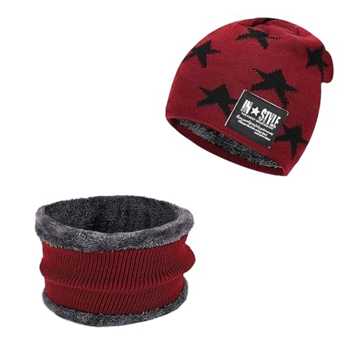 Ajuanbazha Wintermütze Kindermütze Set Junge, Mütze und Kinder Set, Warme Beanie Mütze und Loop, Dickem Warmem Futter Geschenk für Junge Mädch 5-10 Jahre von Ajuanbazha