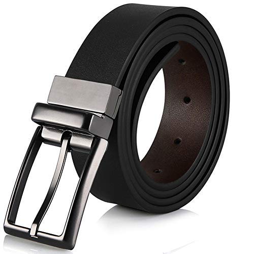 Ajudy Ledergürtel Herren, Wendegürtel Echt Leder Gürtel Schwarz 35mm breit Jeansgürtel für Männer mit MetallSchnalle (49Zoll(Taille 40-42), schwarz/braun.) von Ajudy