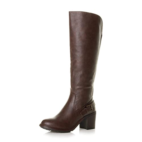 Ajvani Damen Blockabsatz Breit Schaumbare Wade Klobig Stiefel Grosse 6 39 von Ajvani
