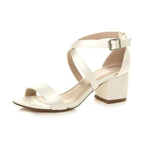 Ajvani Damen Klein Mittlerer Blockabsatz Fesselriemen Party Elegant Leger Riemchensandalen Größe 6 39 von Ajvani