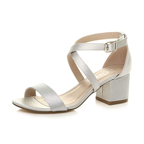 Ajvani Damen Klein Mittlerer Blockabsatz Fesselriemen Party Elegant Leger Riemchensandalen Größe 6 39 von Ajvani