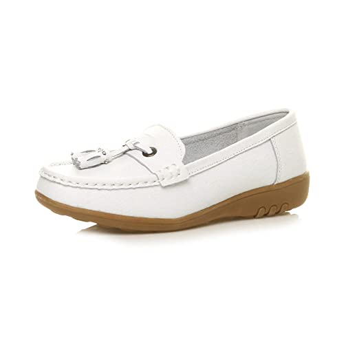 Ajvani Damen Kleinen Keilabsatz Leder Quaste Komfort Halbschuhe Mokassins Größe 8 41 von Ajvani