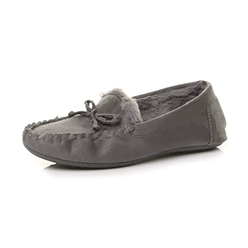 Ajvani Damen Kunstschaffell Kunstpelz Flexible Sohle Bootsschuhe Mokassins Pantoffeln Hausschuhe Schuhgröße 5 38 von Ajvani