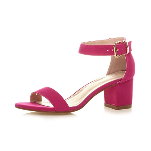 Damen Mitte Blockabsatz Knöchelriemen Peep Toe Riemchensandalen Größe 7 40 von Ajvani