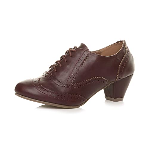 Ajvani Damen Mittelabsatz Schnüren Budapester Brogue Stiefeletten Größe 5 38 von Ajvani