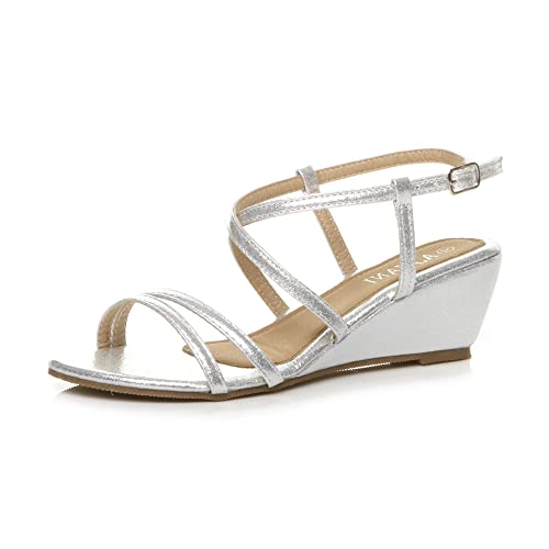 Ajvani Damen Mittelhoher Keilabsatz Slingback Gekreuzt Party Riemchensandalen Größe 4 37 von Ajvani