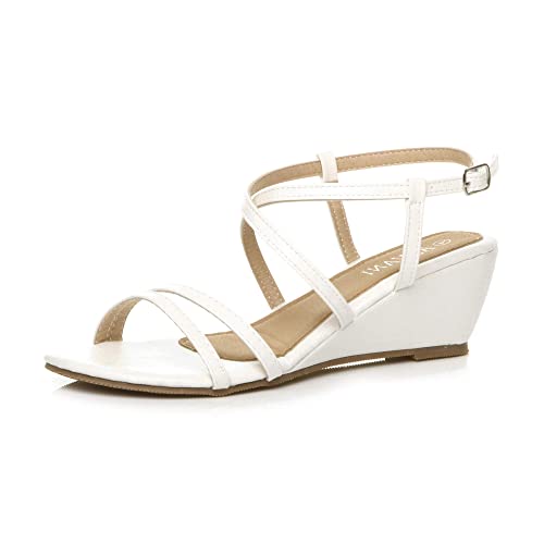 Ajvani Damen Mittelhoher Keilabsatz Slingback Gekreuzt Party Riemchensandalen Größe 5 38 von Ajvani