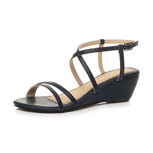 Ajvani Damen Mittelhoher Keilabsatz Slingback Gekreuzt Party Riemchensandalen Größe 7 40 von Ajvani