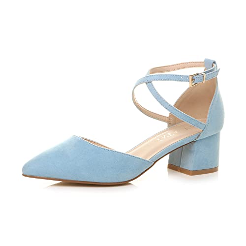 Ajvani Damen Mittlerer Blockabsatz Gekreuzte Riemen Zweiteilig Mary-Jane-Schuhe Pumps Sandalen Größe 7 40 von Ajvani