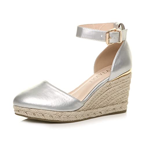 Ajvani Damen Mittlerer Keilabsatz Knöchelriemen Espadrille Plateausandalen Größe 5 38 von Ajvani