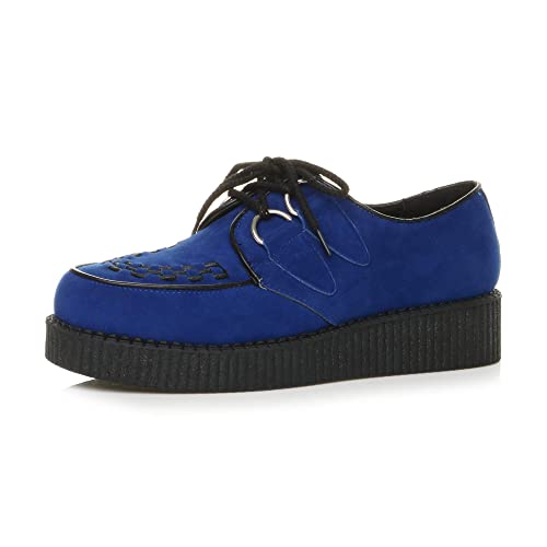 Ajvani Herren Flach Plateau Keil Schnüren Gothic Punk Leisetreter Creepers Größe 7 41 von Ajvani