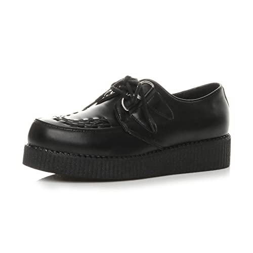 Ajvani Herren Flach Plateau Keil Schnüren Gothic Punk Leisetreter Creepers Größe 8 42 von Ajvani