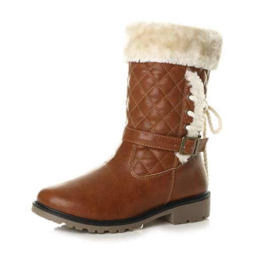 Damen Flach Kleiner Absatz Webpelz Futter Gesteppt Wade Winter Stiefel Größe 8 41 Damen Flach Kleiner Absatz Webpelz Futter Gesteppt Wade Winter Stiefel Größe 8 41 von Ajvani