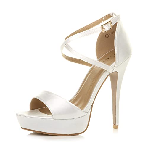 Damen Hoher Absatz Gekreuzten Riemchen Peep Toe Plateau Sandalen Größe 6 39 von Ajvani
