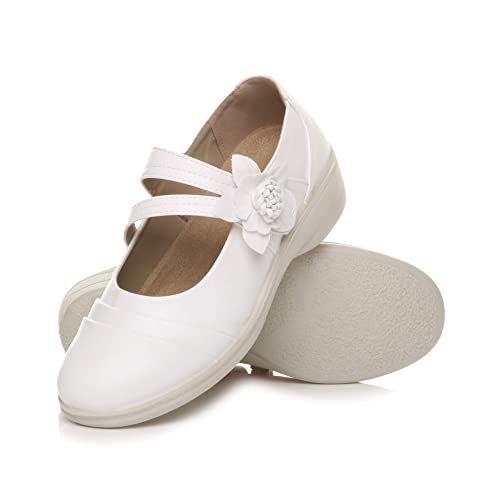 Damen Keilabsatz Breit Griffsohle Gepolstert Mary Jane Bequeme Schuhe Größe 5 38 von Ajvani