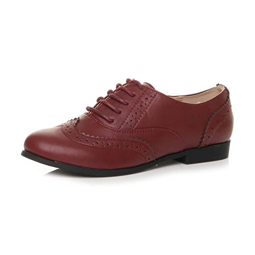 Damen Kleiner Absatz Flache Brogues Schnüren Elegant Arbeit Haferlschuh Budapester Größe 4 37 von Ajvani