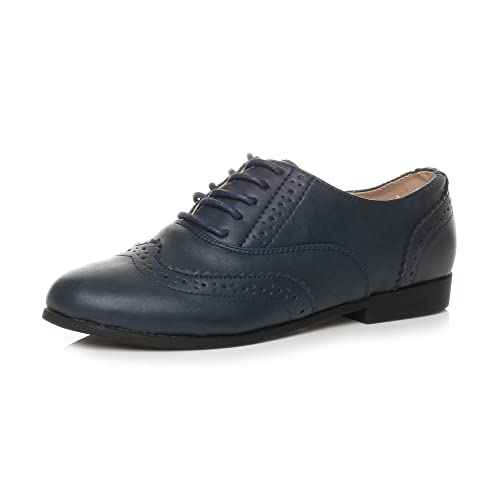 Damen Kleiner Absatz Flache Brogues Schnüren Elegant Arbeit Haferlschuh Budapester Größe 5 38 von Ajvani