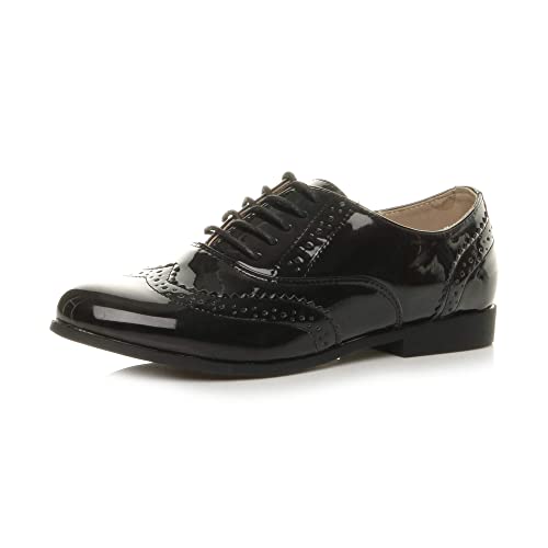 Damen Kleiner Absatz Flache Brogues Schnüren Elegant Arbeit Haferlschuh Budapester Größe 5 38 von Ajvani