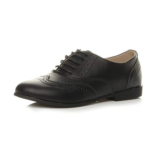 Damen Kleiner Absatz Flache Brogues Schnüren Elegant Arbeit Haferlschuh Budapester Größe 5 38 von Ajvani