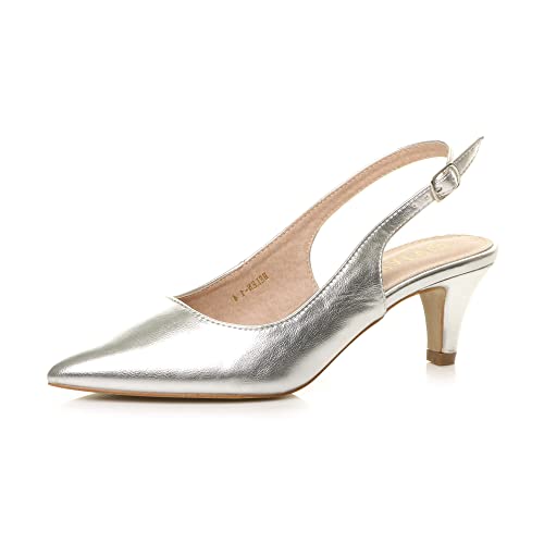 Damen Kleiner Absatz Party Abend Hochzeit 50er Slingback Schnalle Spitz Schuhe mit Offenem Rücken Größe 3 36 von Ajvani