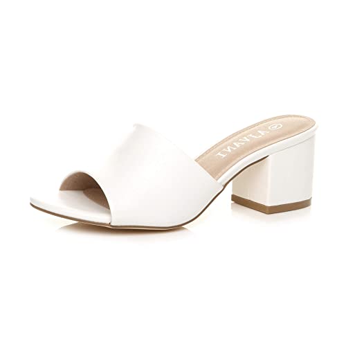Ajvani Damen Kleiner Mittlerer Blockabsatz Lässig Party Abend Peeptoe Sandalen Pantoffeln Größe 8 41 von Ajvani