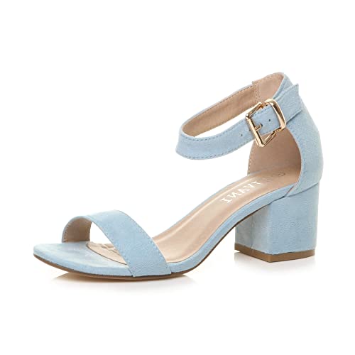 Damen Mitte Blockabsatz Knöchelriemen Peep Toe Riemchensandalen Größe 6 39 von Ajvani
