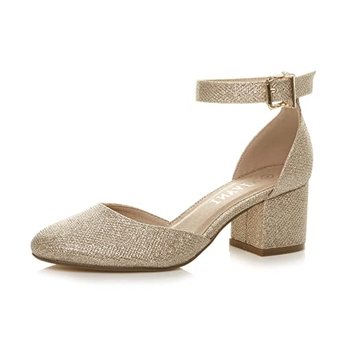 Damen Mitte Blockabsatz Knöchelriemen Schnalle Elegant Pumps Sandalen Größe 5 38 von Ajvani