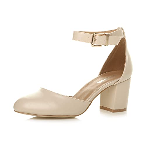 Damen Mitte Blockabsatz Knöchelriemen Schnalle Elegant Pumps Sandalen Größe 7 40 von Ajvani