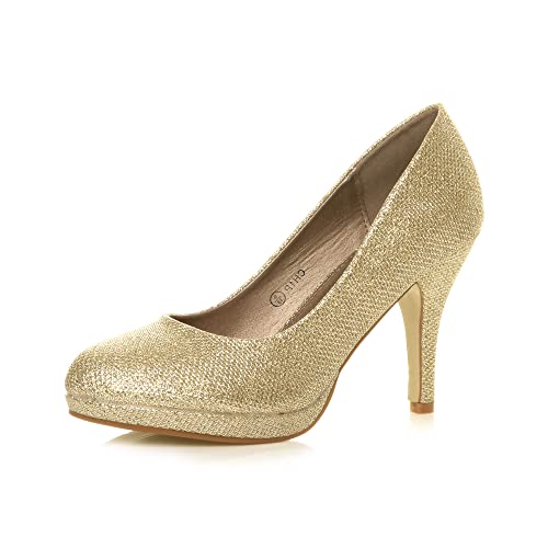 Damen Mittel Hohen Absatz Grund Party Abend Pumps Plateauschuhe Größe 6 39 von Ajvani