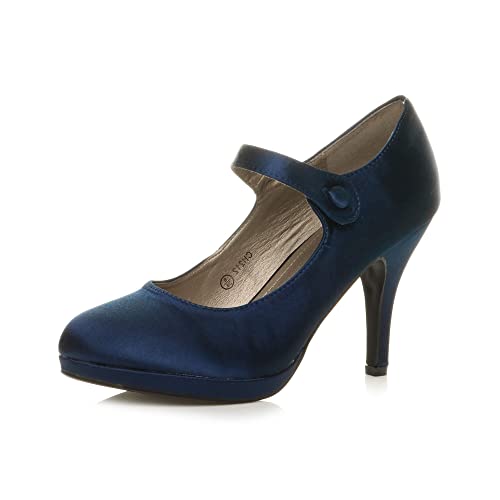 Damen Mittel Hoher Absatz Mary Jane Riemen Abend Elegant Pumps Schuhe Größe 6 39 von Ajvani