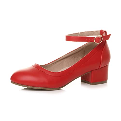 Damen Mittlerer Absatz Fesselriemen Elegant Arbeit Komfortschuhe Größe 7 40 von Ajvani