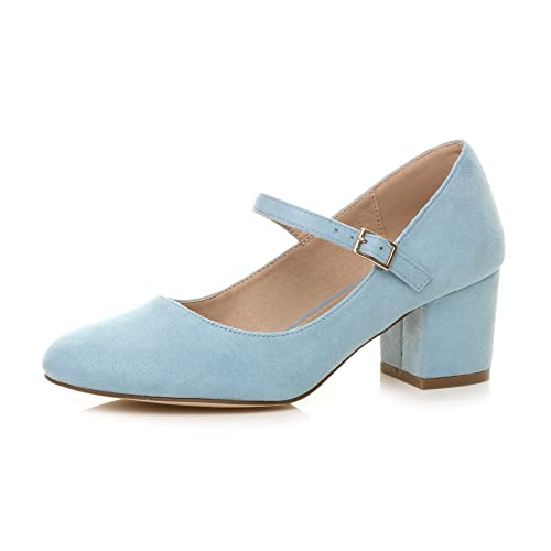 Damen Mittlerer Blockabsatz Riemen Arbeit Abend Brautjungfer Hochzeit Party Mary-Jane-Schuhe Pumps Größe 4 37 von Ajvani