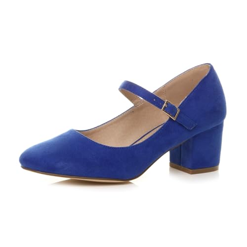 Damen Mittlerer Blockabsatz Riemen Arbeit Abend Brautjungfer Hochzeit Party Mary-Jane-Schuhe Pumps Größe 5 38 von Ajvani