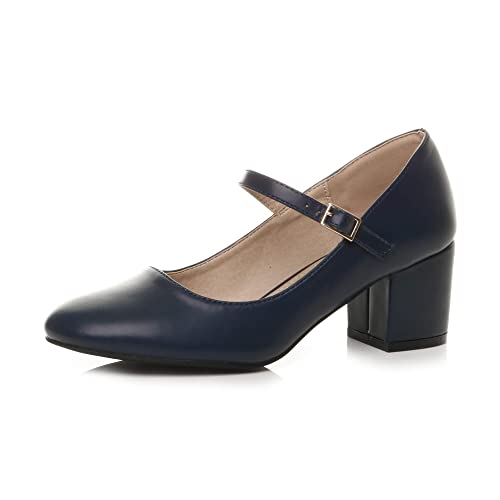 Damen Mittlerer Blockabsatz Riemen Arbeit Abend Brautjungfer Hochzeit Party Mary-Jane-Schuhe Pumps Größe 6 39 von Ajvani