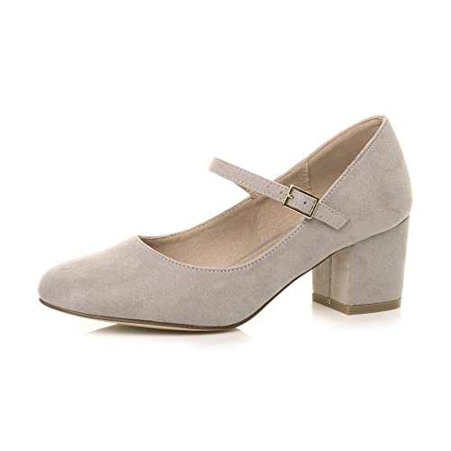 Damen Mittlerer Blockabsatz Riemen Arbeit Abend Brautjungfer Hochzeit Party Mary-Jane-Schuhe Pumps Größe 7 40 von Ajvani