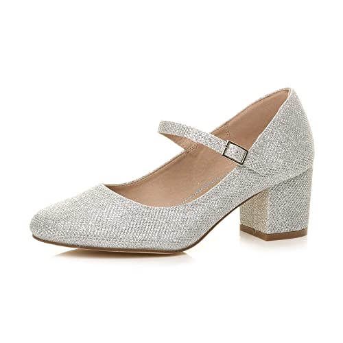 Damen Mittlerer Blockabsatz Riemen Arbeit Abend Brautjungfer Hochzeit Party Mary-Jane-Schuhe Pumps Größe 7 40 von Ajvani