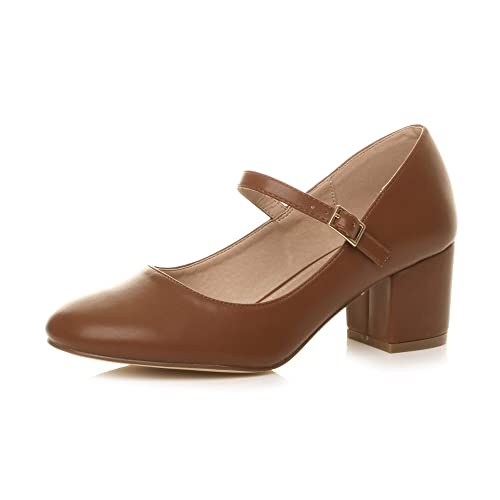 Damen Mittlerer Blockabsatz Riemen Arbeit Abend Brautjungfer Hochzeit Party Mary-Jane-Schuhe Pumps Größe 8 41 von Ajvani