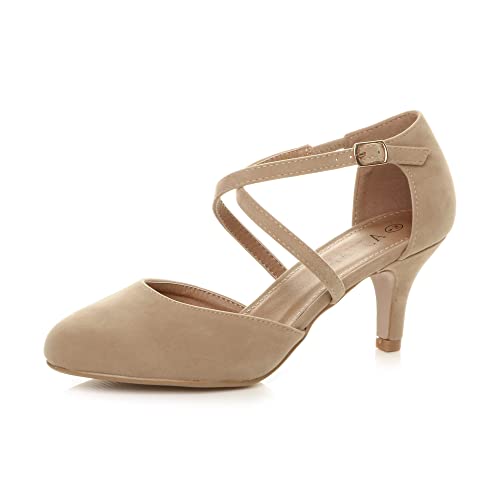 Damen Mittlerer Hoher Absatz Riemchen Gekreuzten Hochzeit Abend Sandalen Schuhe Größe 6 39 von Ajvani