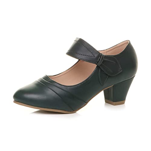 Damen mittlerer hoher Blockabsatz Komfort Mary Jane reimchen-Pumps größe 3 36 von Ajvani