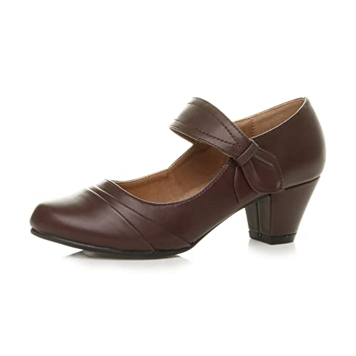 Damen mittlerer hoher Blockabsatz Komfort Mary Jane reimchen-Pumps größe 5 38 von Ajvani