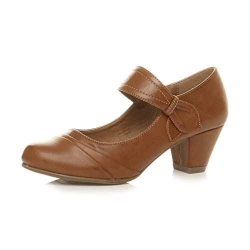 Damen mittlerer hoher Blockabsatz Komfort Mary Jane reimchen-Pumps größe 5 38 von Ajvani