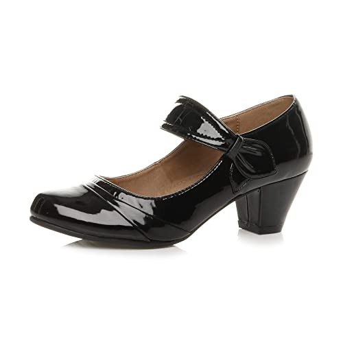 Damen mittlerer hoher Blockabsatz Komfort Mary Jane reimchen-Pumps größe 5 38 von Ajvani