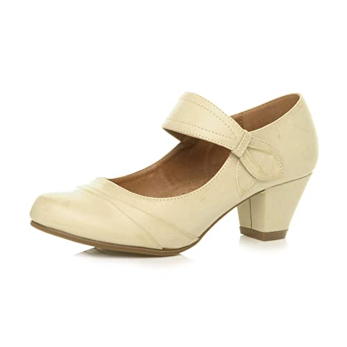 Damen mittlerer hoher Blockabsatz Komfort Mary Jane reimchen-Pumps größe 8 41 von Ajvani