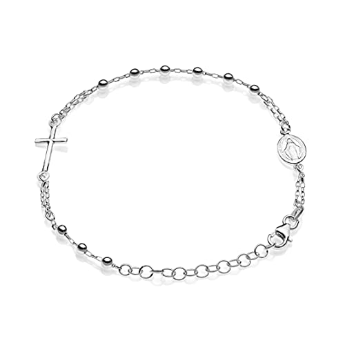 AKA Gioielli® - 925 Silber Damen Rosenkranz Armband mit mit Jungfrau Maria und Kreuz von AKA Gioielli