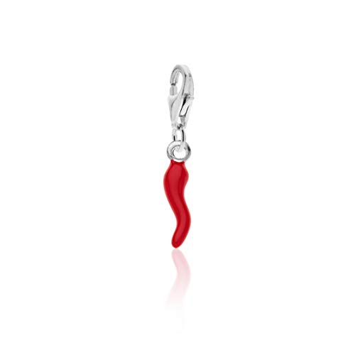 Aka Gioielli® - Charm Anhänger Italienische Rotes Horn 925 Sterling Silber Rhodiniert Glücksbringer für Damen von AKA Gioielli