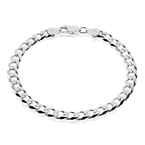 AKA Gioielli® - Panzerkette Cuban Link Chain 7mm 925 Sterling Silber Armband Herren Damen - Länge 21 cm von AKA Gioielli