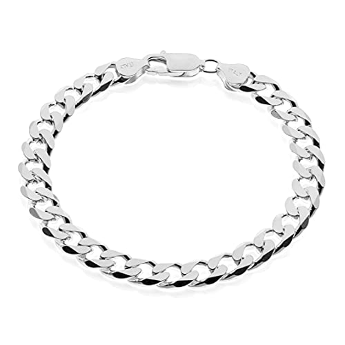 AKA Gioielli® - Panzerkette Cuban Link Chain 8mm 925 Sterling Silber Armband Herren Damen - Länge 21 cm von AKA Gioielli