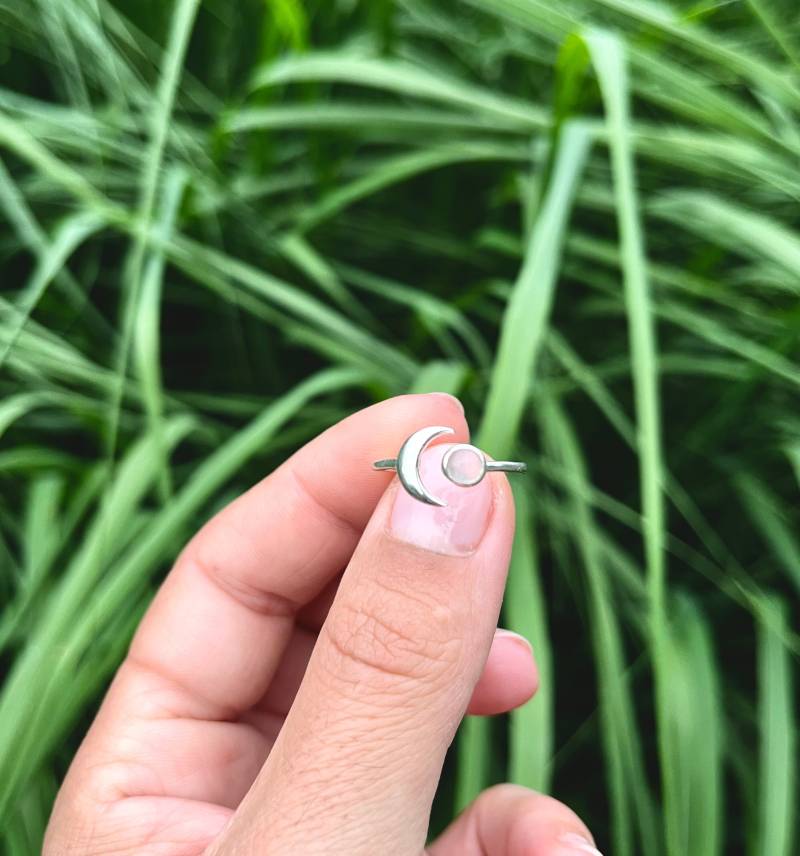 Silberring 925 ~ Boho Ring Mond Mineralstein Schmuck von Akashaknots